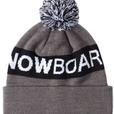 DC Chester Beanie 2022 - A gray beanie with a black stripe around the cuff and a large pom-pom on top.
