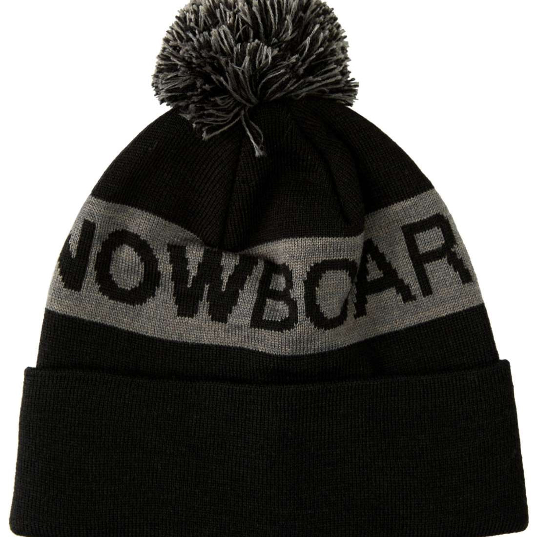 DC Chester Beanie 2023 - Black beanie with gray stripe around cuff and gray pom-pom on top.