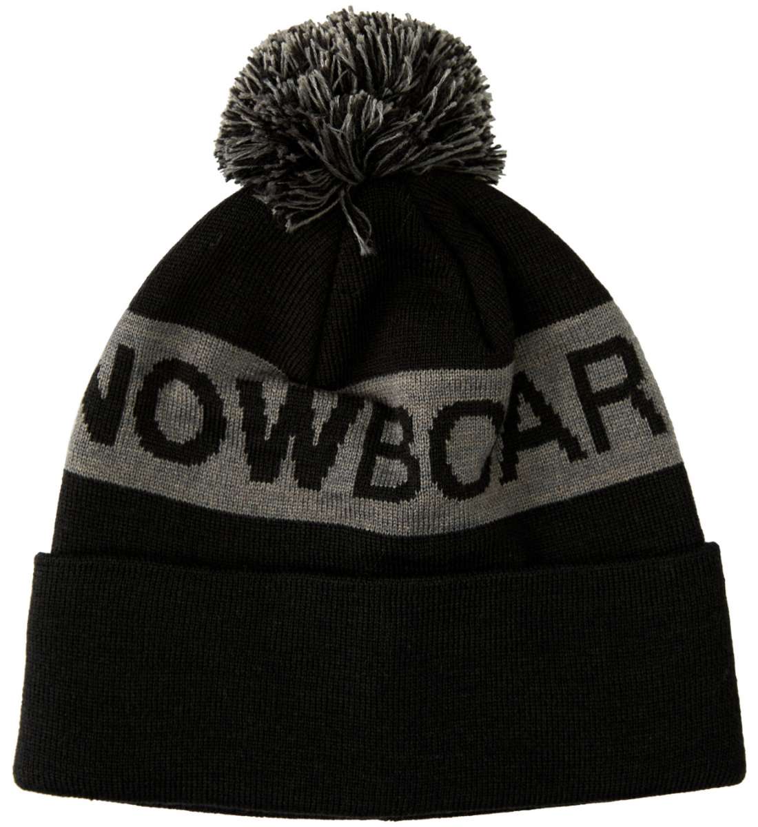 DC Chester Beanie 2023 - Black beanie with gray stripe around cuff and gray pom-pom on top.