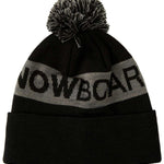 DC Chester Beanie 2023 - Black beanie with gray stripe around cuff and gray pom-pom on top.