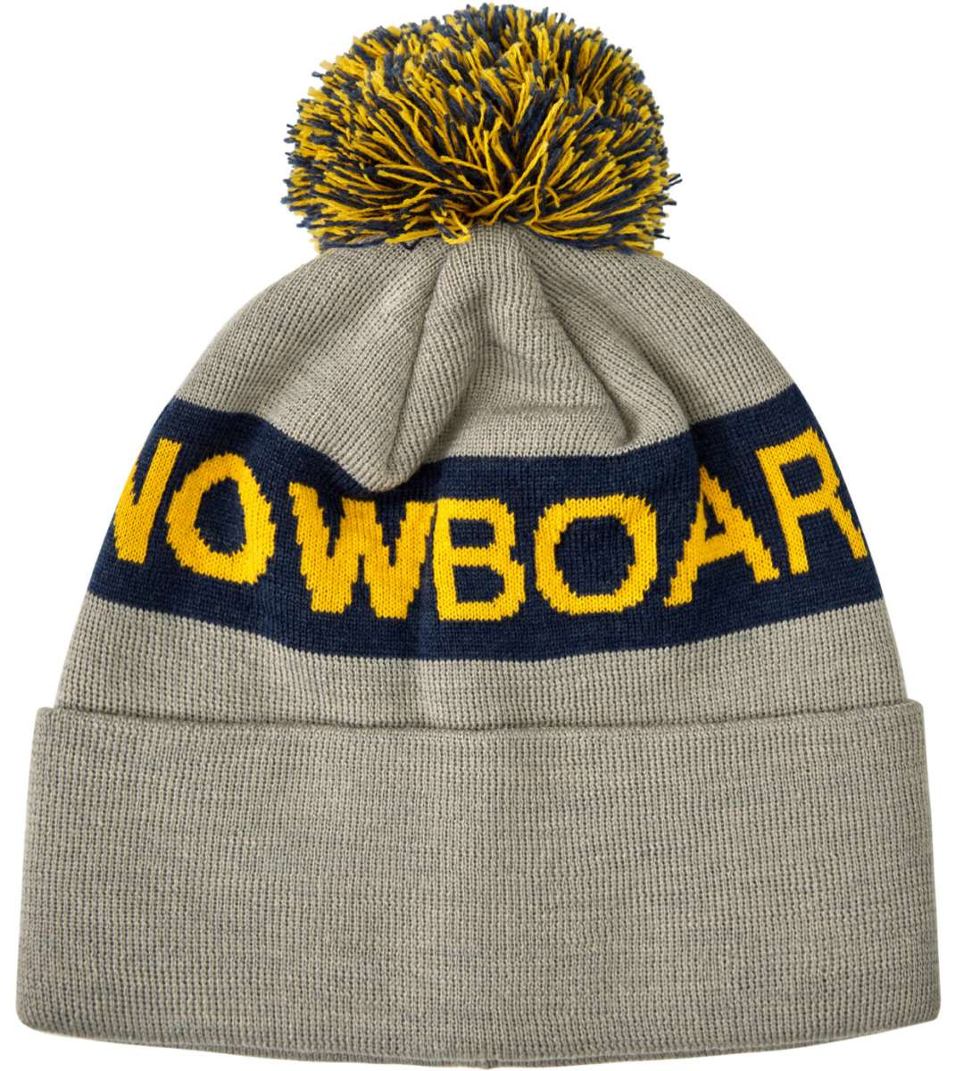 DC Chester Beanie 2023 - A gray beanie with a yellow and blue pom-pom on top.
