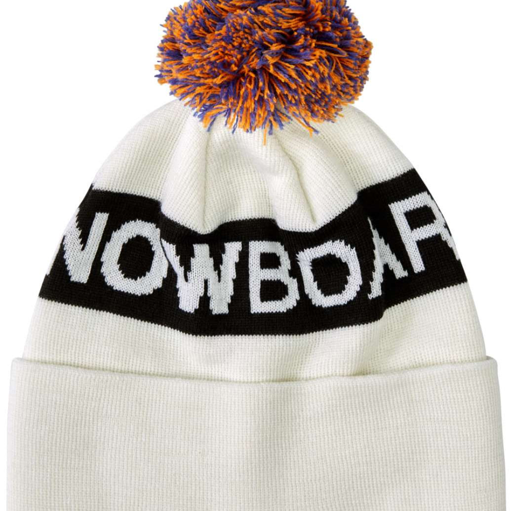 DC Chester Beanie 2023 - A white beanie with a blue and orange pom-pom on top.