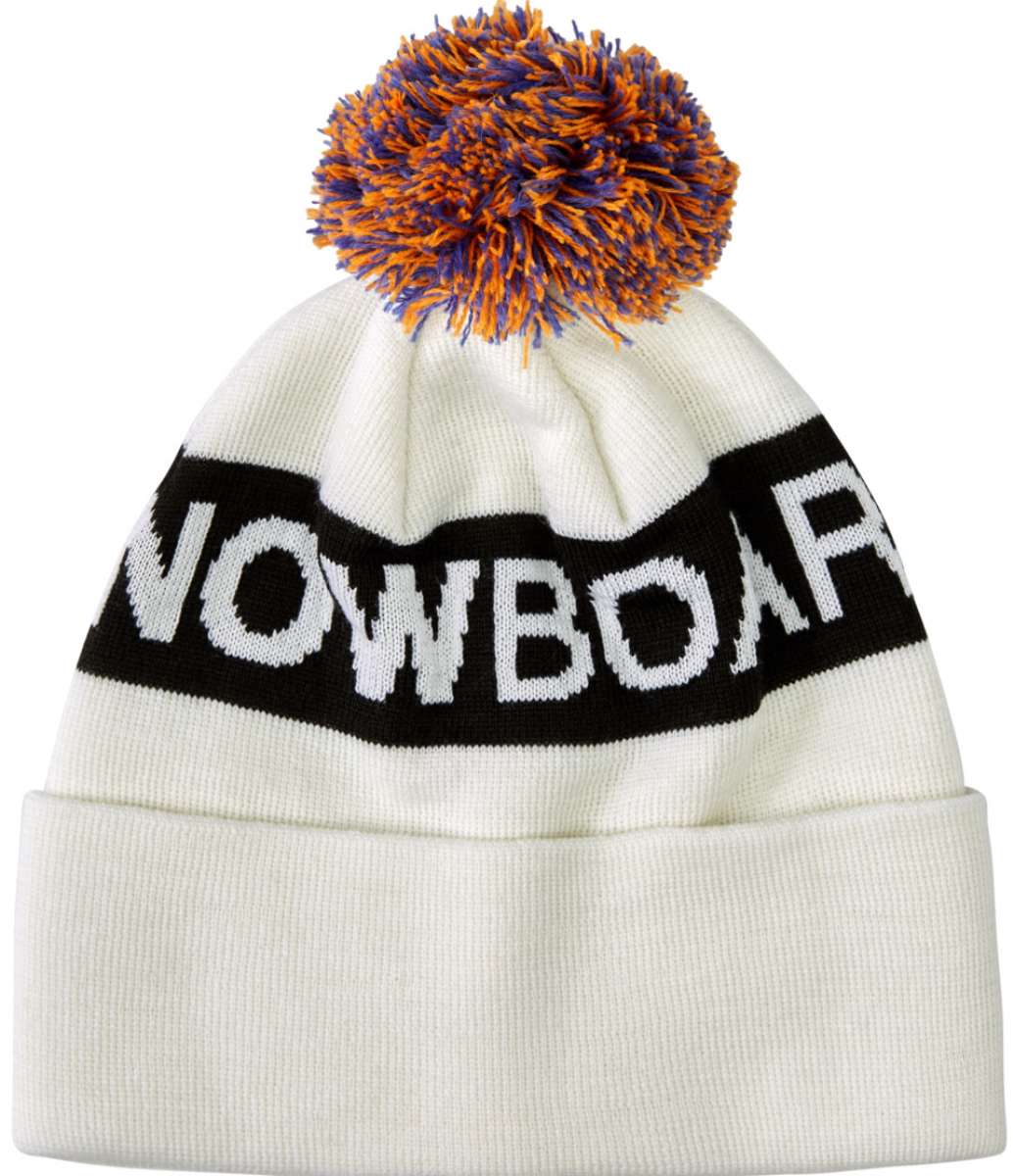 DC Chester Beanie 2023 - A white beanie with a blue and orange pom-pom on top.