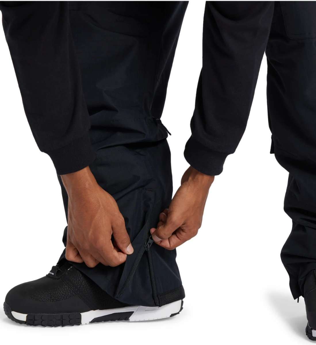 DC Code Shell Pant 2024 - Black pants with zippered pockets on each thigh.