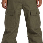 DC Code Shell Pant 2024 - Olive green pants with two zippered cargo pockets on each thigh and a button fly closure.