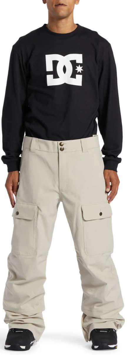 DC Code Shell Pant 2024 - Black snow pants with a white logo on the left thigh and black hardware.
