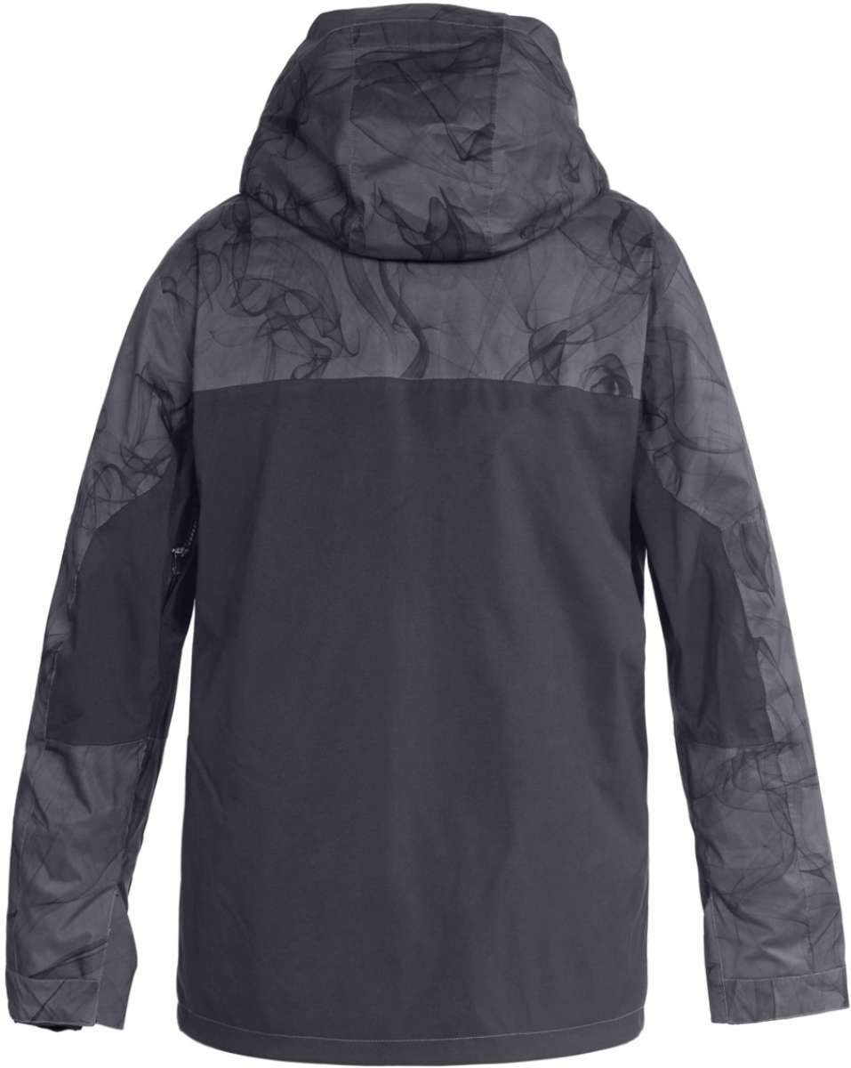 DC Command 45K Shell Jacket 2023 - A black jacket with a subtle, abstract pattern of dark gray lines and shapes on the upper back and sleeves.