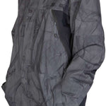 DC Command 45K Shell Jacket 2023 - A black jacket with a subtle, abstract pattern of dark gray lines and shapes.