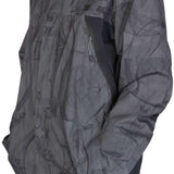 DC Command 45K Shell Jacket 2023 - A black jacket with a subtle, abstract pattern of dark gray lines and shapes.