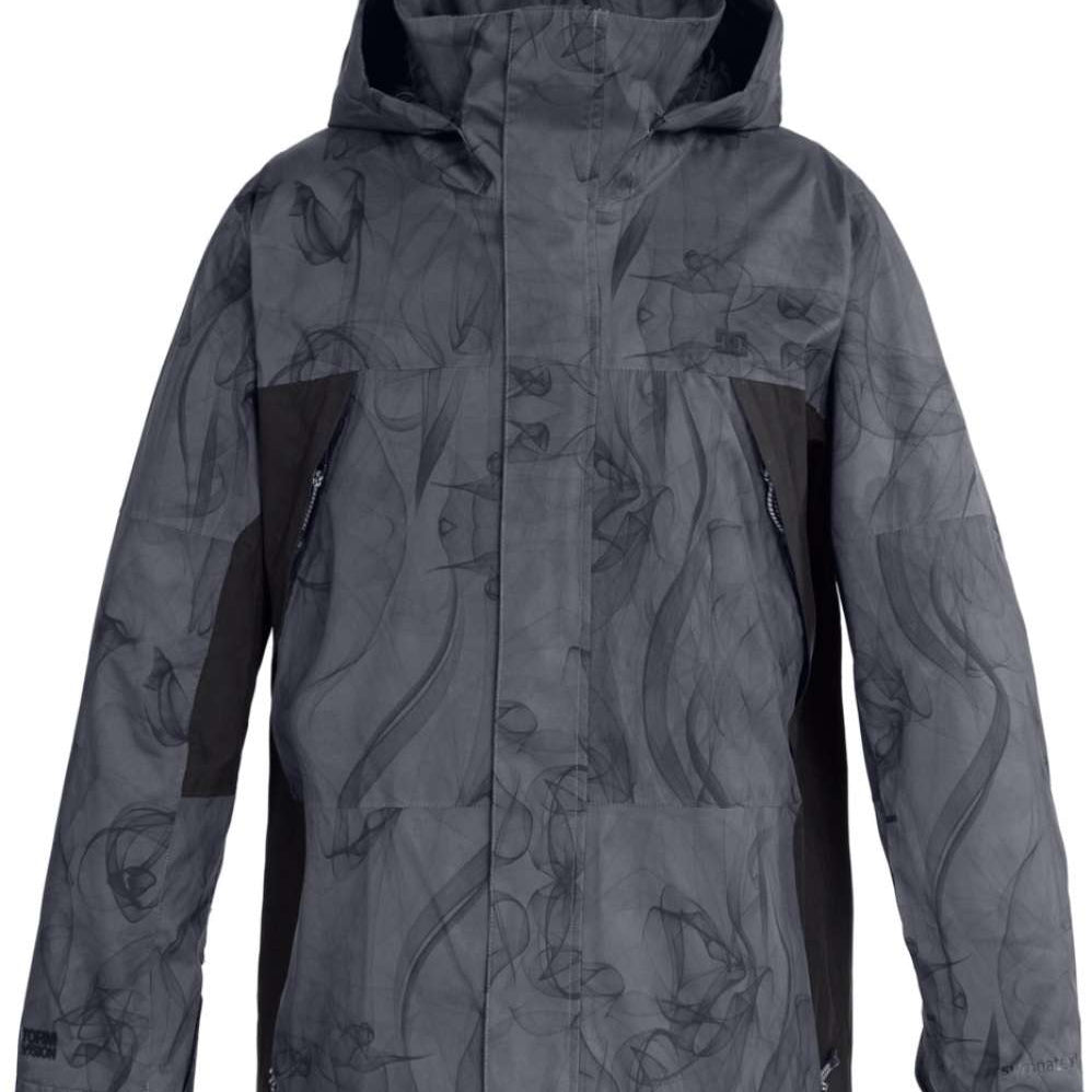 DC Command 45K Shell Jacket 2023 - A black jacket with a subtle, abstract pattern of dark gray lines and shapes.
