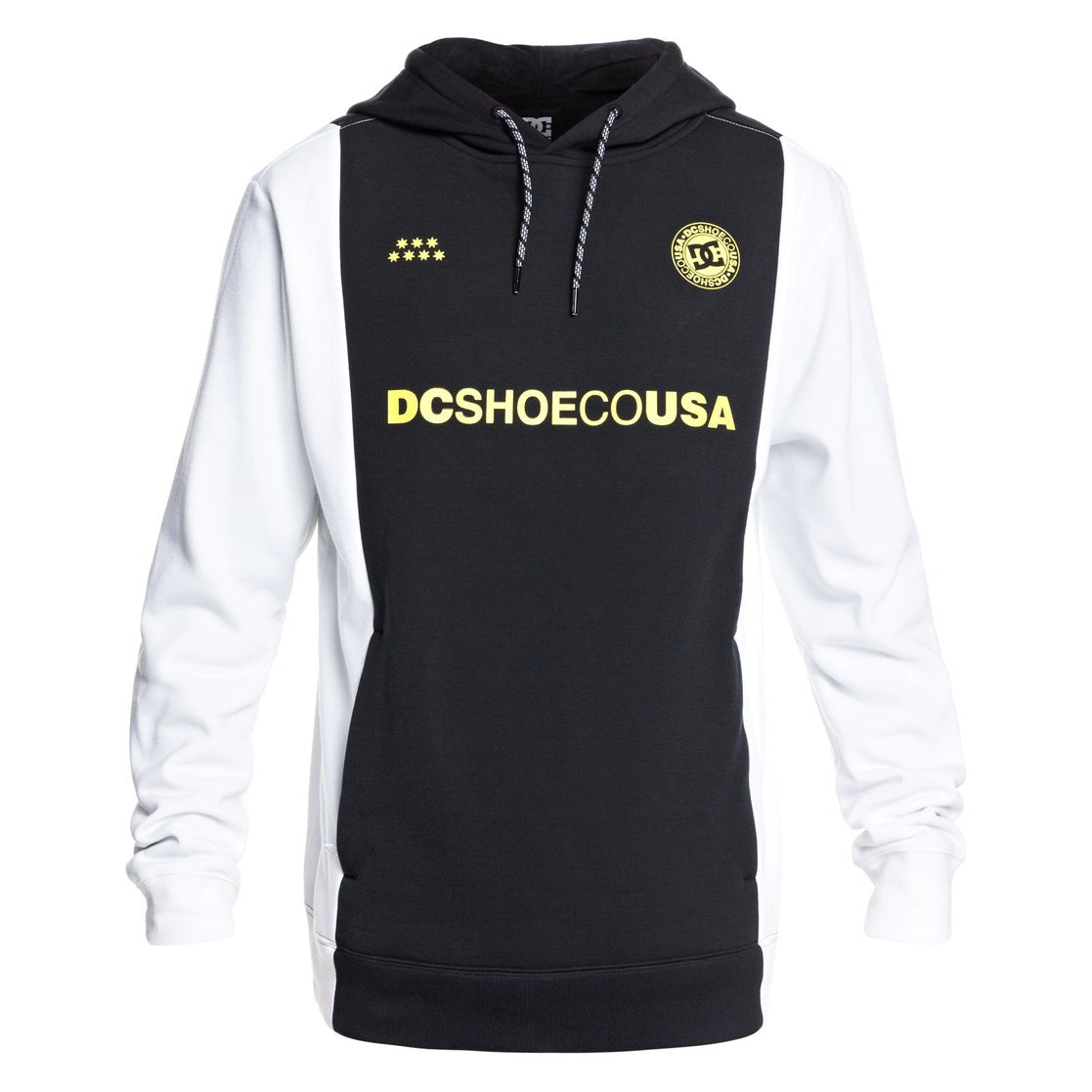 DC DCFC Technical Hoodie 2021 - A black hoodie with a white DC logo on the chest and a small white tag on the left side of the neckline.