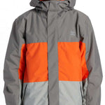 DC Defy Insulated Jacket 2024 - A grey jacket with two orange panels on the chest and a hood.