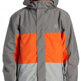 DC Defy Insulated Jacket 2024 - A grey jacket with two orange panels on the chest and a hood.