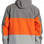 DC Defy Insulated Jacket 2024 - A grey jacket with an orange stripe across the chest and back, featuring a hood.
