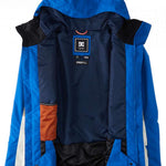 DC Defy Insulated Jacket 2024 - A navy blue jacket with a black hood and white accents on the sleeves.