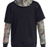 DC Dryden Fleece Hoodie 2022 - A black fleece hoodie with a kangaroo pocket and drawstring hood.