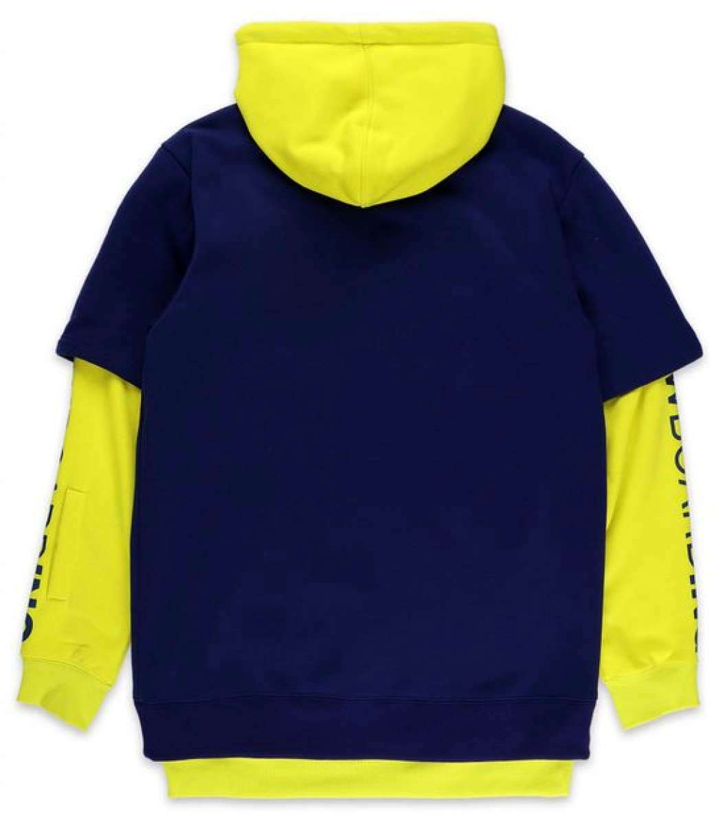 DC Dryden Fleece Hoodie 2022 - A navy blue hoodie with a large white graphic on the front and black lettering down one sleeve.