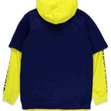 DC Dryden Fleece Hoodie 2022 - A navy blue hoodie with a large white graphic on the front and black lettering down one sleeve.