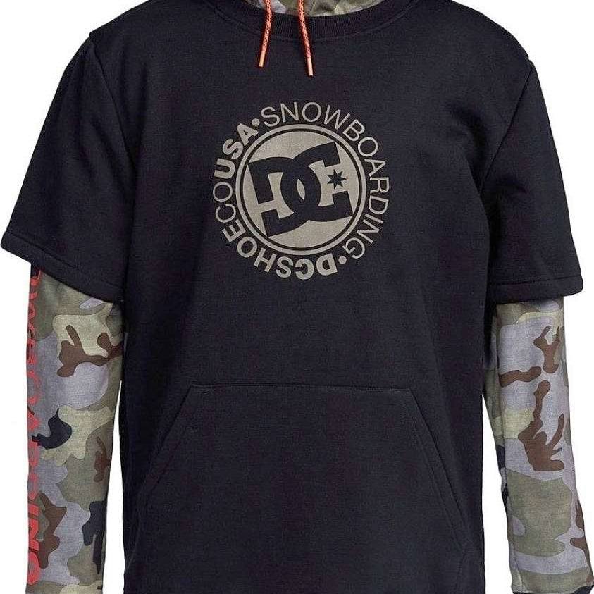 DC Dryden Fleece Hoodie 2022 - A dark gray hoodie with a large, circular logo featuring "DC" in black letters and a star at its center.