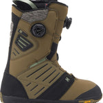 DC Judge BOA Snowboard Boots 2024 - A pair of tan snowboard boots with black accents and a textured pattern on the side, viewed from the front.