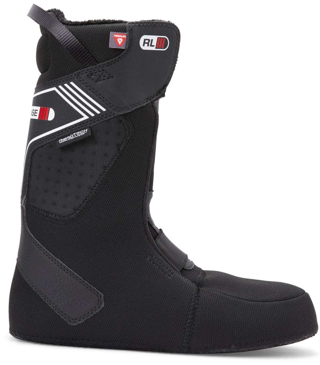 DC Judge BOA Snowboard Boots 2024 - Black snowboard boots with a white logo on the side and silver buckles.