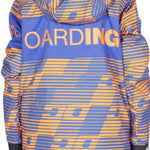 DC Juniors Propaganda Insulated Jacket 2023 - A blue and orange striped jacket with a hood, featuring a large "D" logo on the back in the same colors.