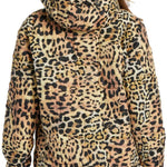 DC Women's Nexus Reversible Anorak Jacket 2024 - A black and white leopard print jacket with a hood, worn by a model from behind.