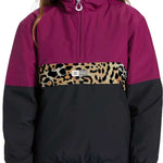 DC Women's Nexus Reversible Anorak Jacket 2024 - A reversible jacket with a leopard print on one side and solid color on the other, featuring a zipper closure.