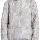 DC Women's Nexus Reversible Anorak Jacket 2024 - A light gray jacket with a subtle pattern of darker gray circles, featuring a hood and a zipper down the front.