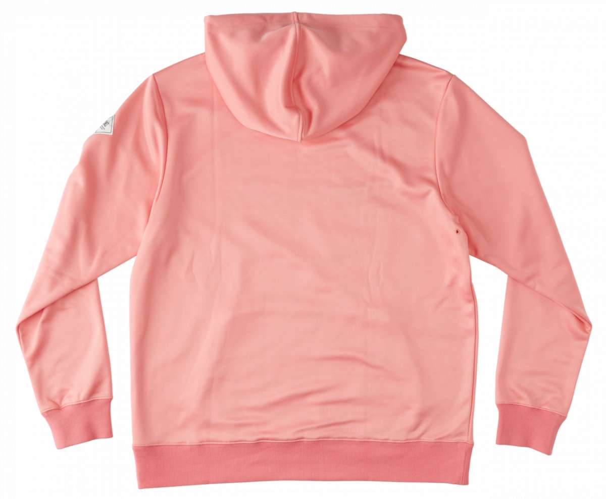 DC Women's AW Snowstar Fleece Hoodie 2024 - A pink hoodie with a white logo on the left chest and a small black tag on the right sleeve.