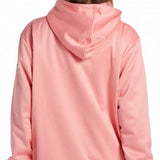 DC Women's AW Snowstar Fleece Hoodie 2024 - A pink hoodie with a white logo on the left sleeve and a black drawstring at the hood.