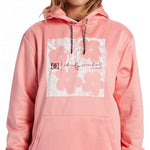 DC Women's AW Snowstar Fleece Hoodie 2024 - A pink hoodie with a white and pink floral design on the chest area.