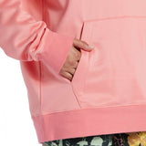 DC Women's AW Snowstar Fleece Hoodie 2024 - A pink hoodie with a white logo on the chest and a kangaroo pocket.