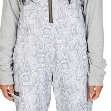 DC Women's Collective Shell Bib 2023 - Black bib with white snowflake pattern and black zipper.