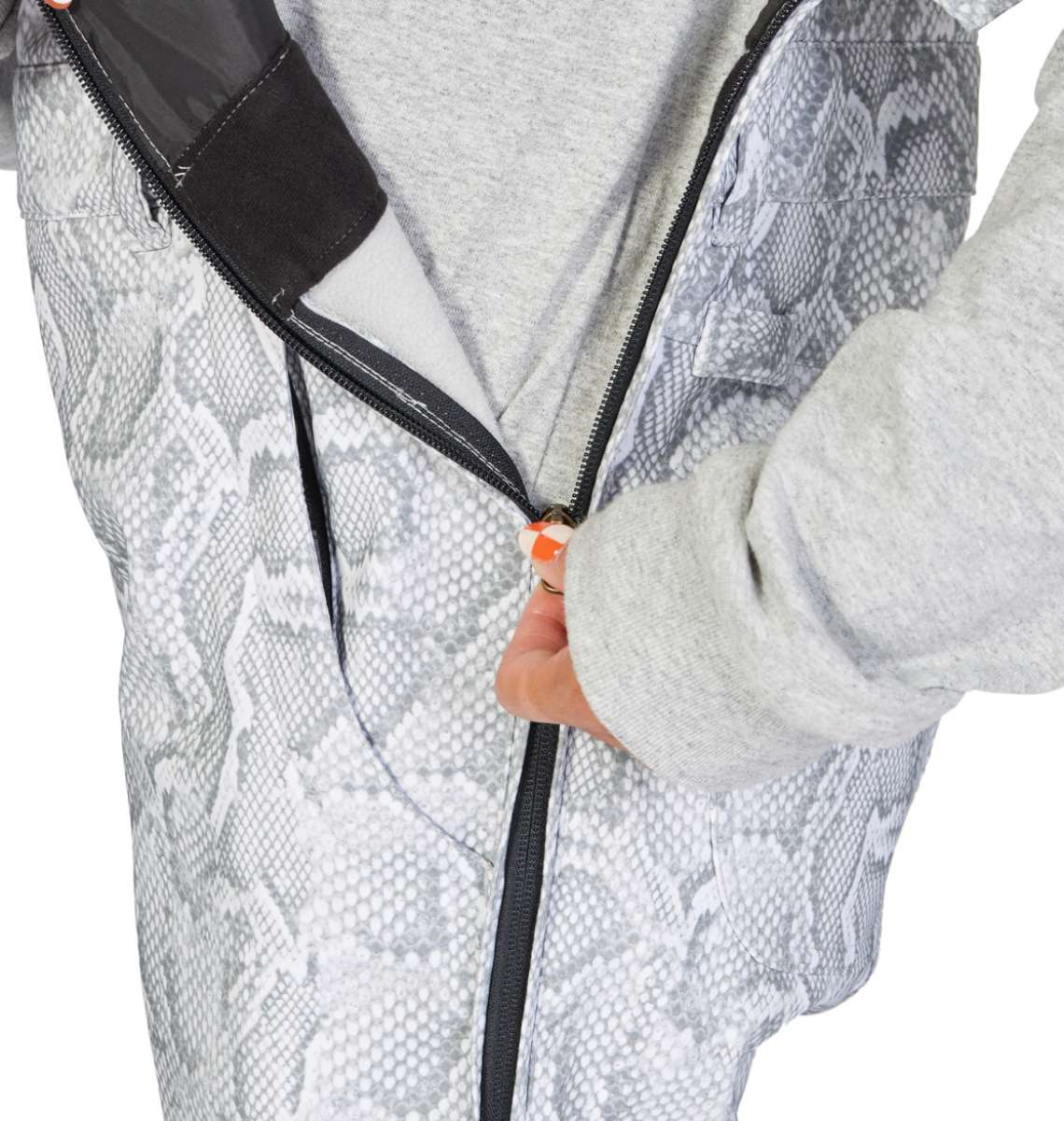 DC Women's Collective Shell Bib 2023 - Black bib with white geometric pattern and black zipper on left side.