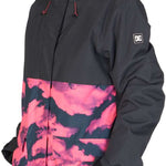 DC Women's Cruiser Insulated Jacket 2023 - A black jacket with a pink and grey abstract pattern on the lower half.