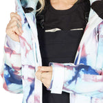 DC Women's Cruiser Insulated Jacket 2023 - A black jacket with a white and grey patterned design on the hood.