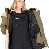 DC Women's Cruiser Insulated Jacket 2023 - A black jacket with a white zipper and two zippered pockets on the front.