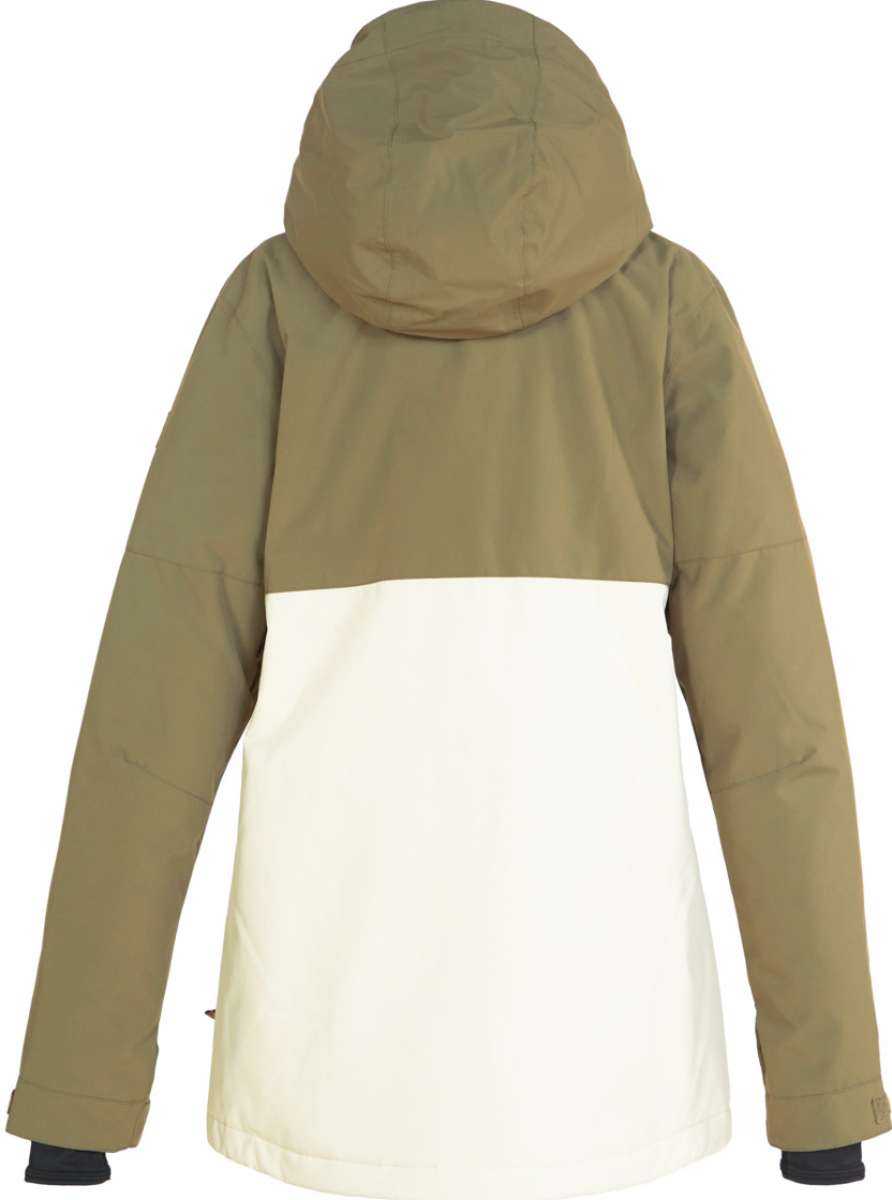 DC Women's Cruiser Insulated Jacket 2023 - A tan-colored jacket with a hood, featuring a zippered front and two side pockets.