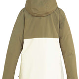 DC Women's Cruiser Insulated Jacket 2023 - A tan-colored jacket with a hood, featuring a zippered front and two side pockets.