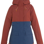 DC Women's Cruiser Insulated Jacket 2023 - A brown jacket with a hood and zippered pockets, featuring a floral pattern on the inside of the hood.