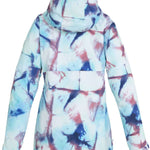 DC Women's Cruiser Insulated Jacket 2023 - A white jacket with a subtle, abstract pattern of dark blue and red shapes.