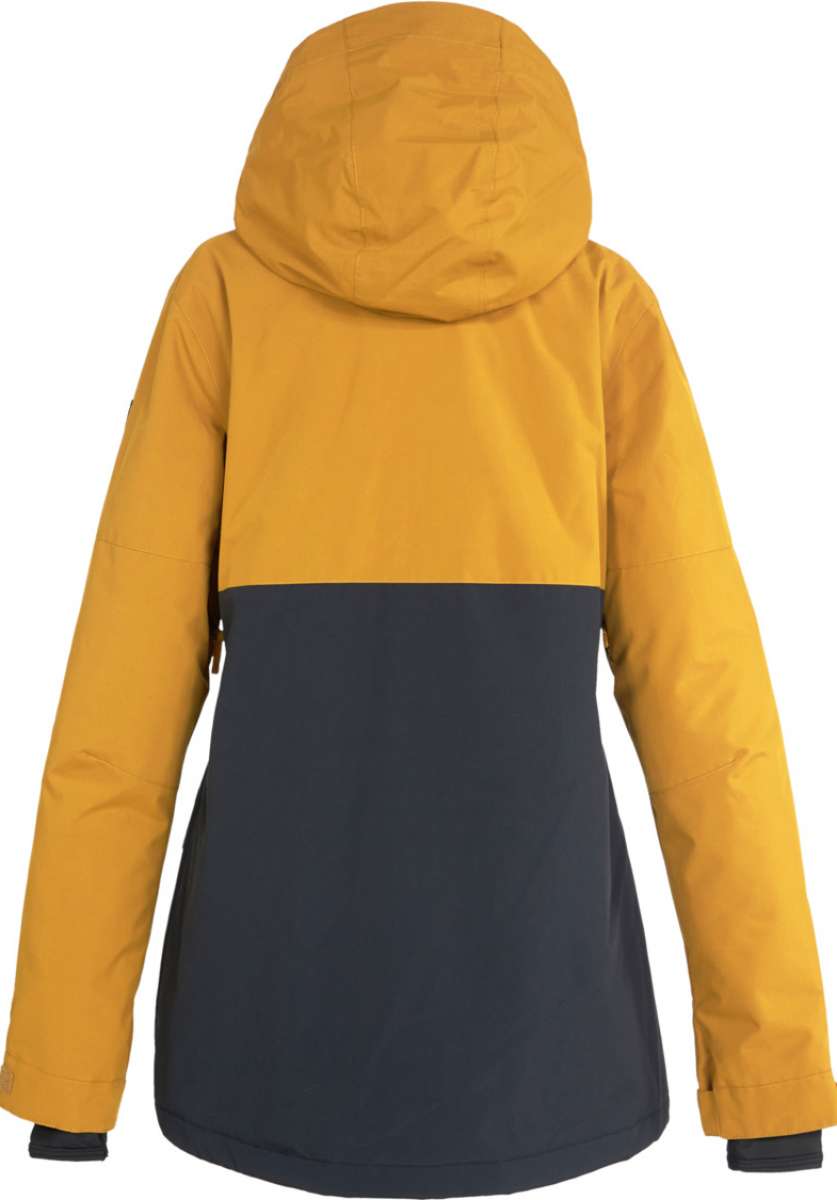 DC Women's Cruiser Insulated Jacket 2023 - A yellow, black and grey jacket with a hood, featuring zippered pockets on both sides.