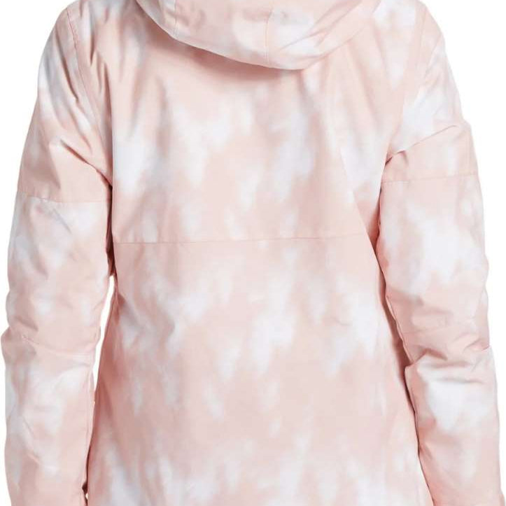 DC Women's Cruiser Insulated Jacket 2024 - A light pink jacket with a subtle white pattern and a hood, worn by a model from behind.