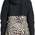 DC Women's Cruiser Insulated Jacket 2024 - A black jacket with a leopard print design on the lower half of the back.
