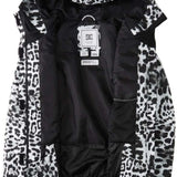 DC Women's Cruiser Insulated Jacket 2024 - A black jacket with a leopard print lining visible inside.