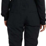 DC Women's Crusade Shell Bib Pant 2024 - Black bib pants with a geometric pattern on suspenders and black straps.