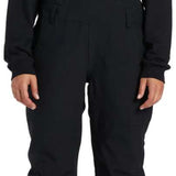 DC Women's Crusade Shell Bib Pant 2024 - Black bib pants with a zippered pocket on the thigh and adjustable straps at the waist.