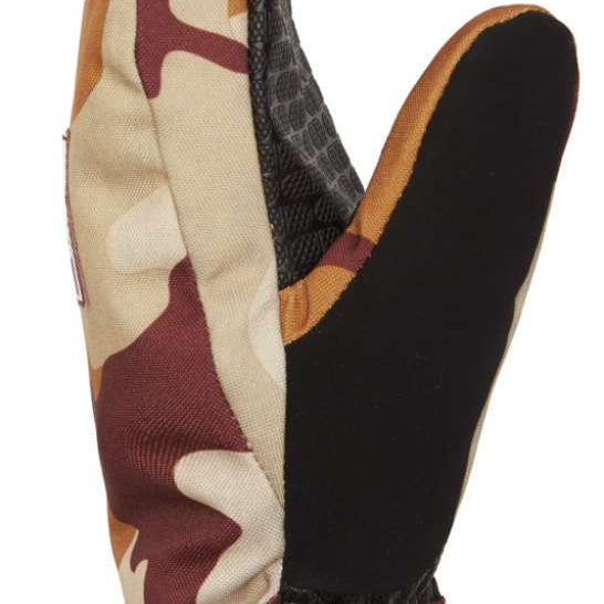 DC Women's Franchise Mittens - 2022 mittens with a brown and tan camouflage pattern on a white background.