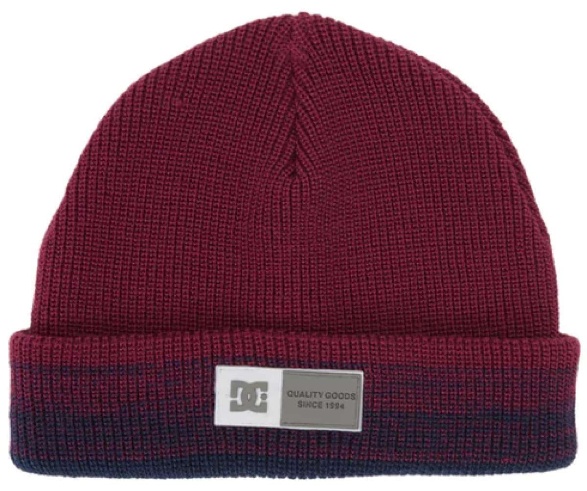 DC Women's Hazy Beanie 2024 - A maroon beanie with a subtle, speckled pattern of darker maroon and navy blue.